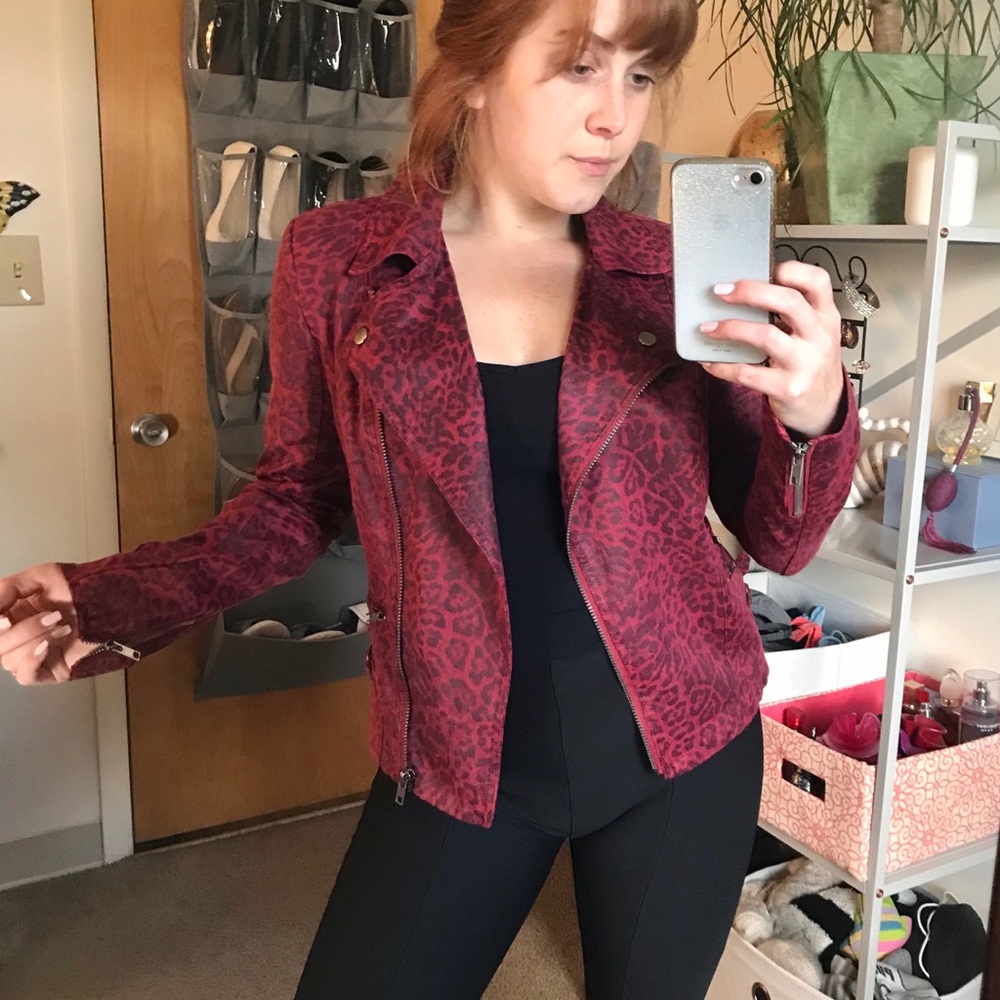 Red Cheetah Print Moto Jacket💋